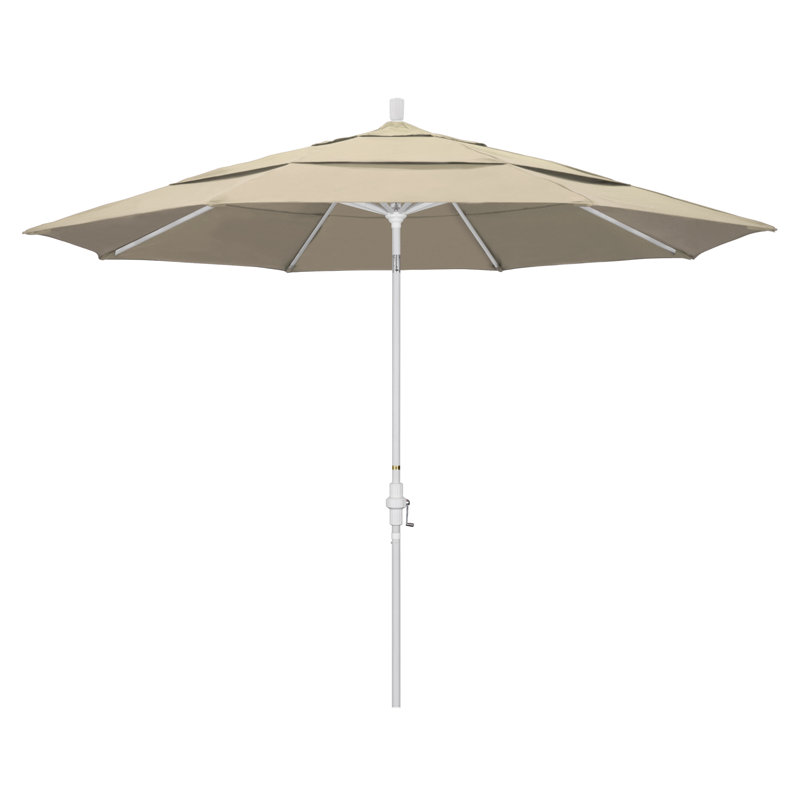 Parasol de marché Broadmeade octogonal Sunbrella, Toile Sunbrella® beige antique, Blanc mat