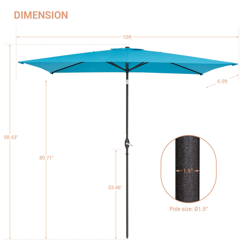 Parasol de marché rectangulaire 120 po x 78 po Dorelia, Lac bleu
