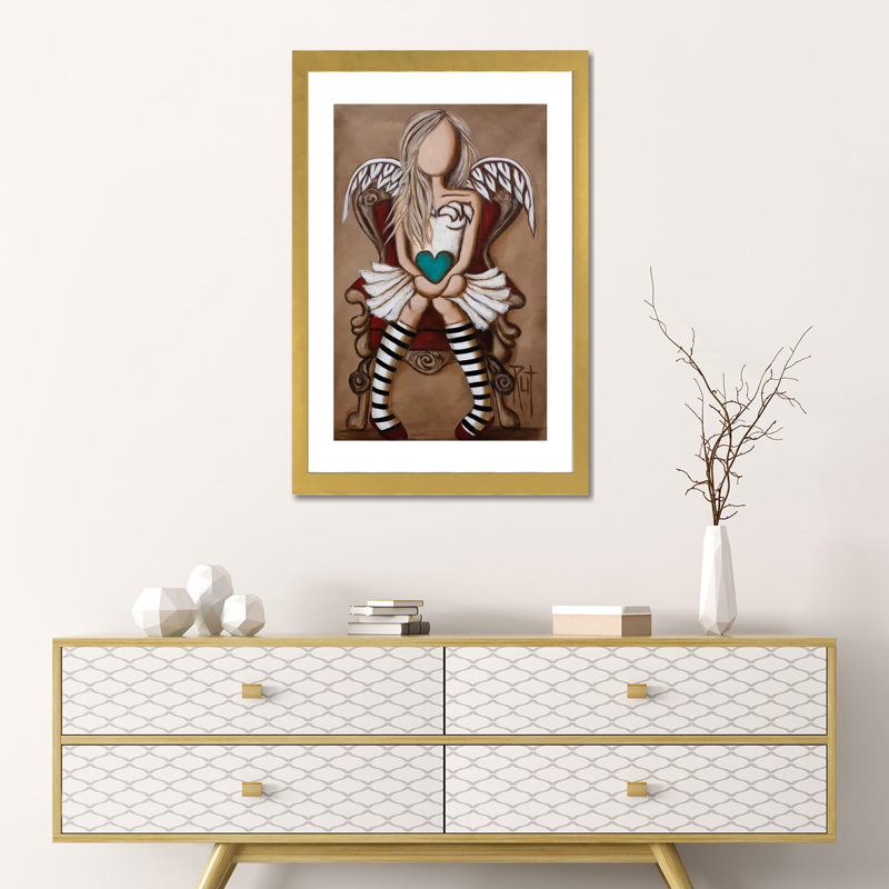 « Colette » par rut art Creations-impression d’art graphique, Blanc, H 24 po x l 16 po x P 1 po, Papier encadré doré