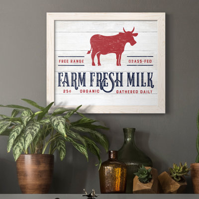 «Farm Fresh Milk», reproduction d'art textuel sur toile