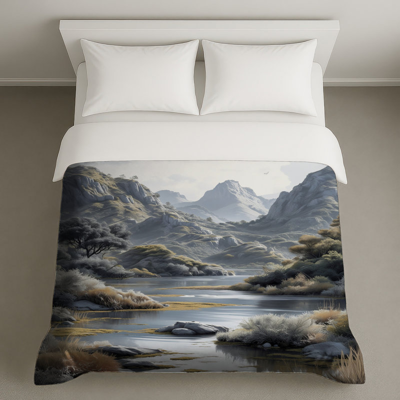 Housses de couette Mountain River Landscape, Lit simple