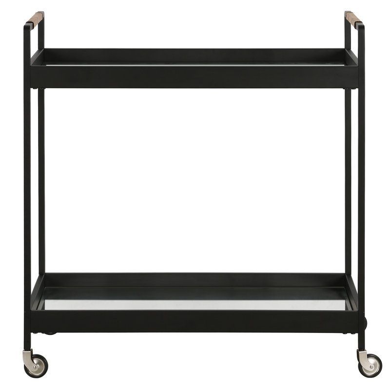 Riyo 33" Wide Rectangular Bar Cart in Blackened Bronze