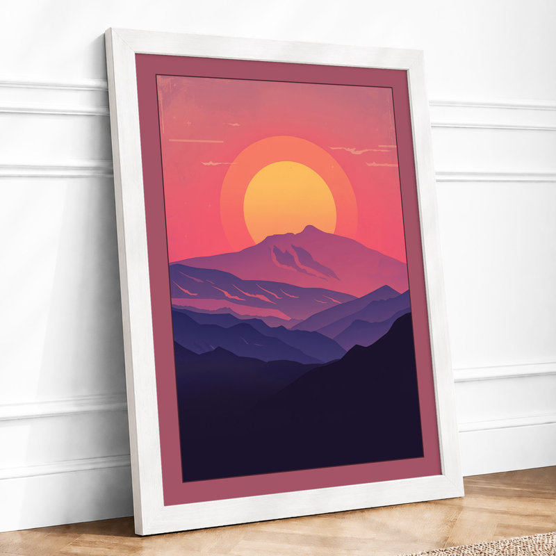 Mountains At Sunset Minimalist - Print, A1 - 84.1 x 59.4 cm, White