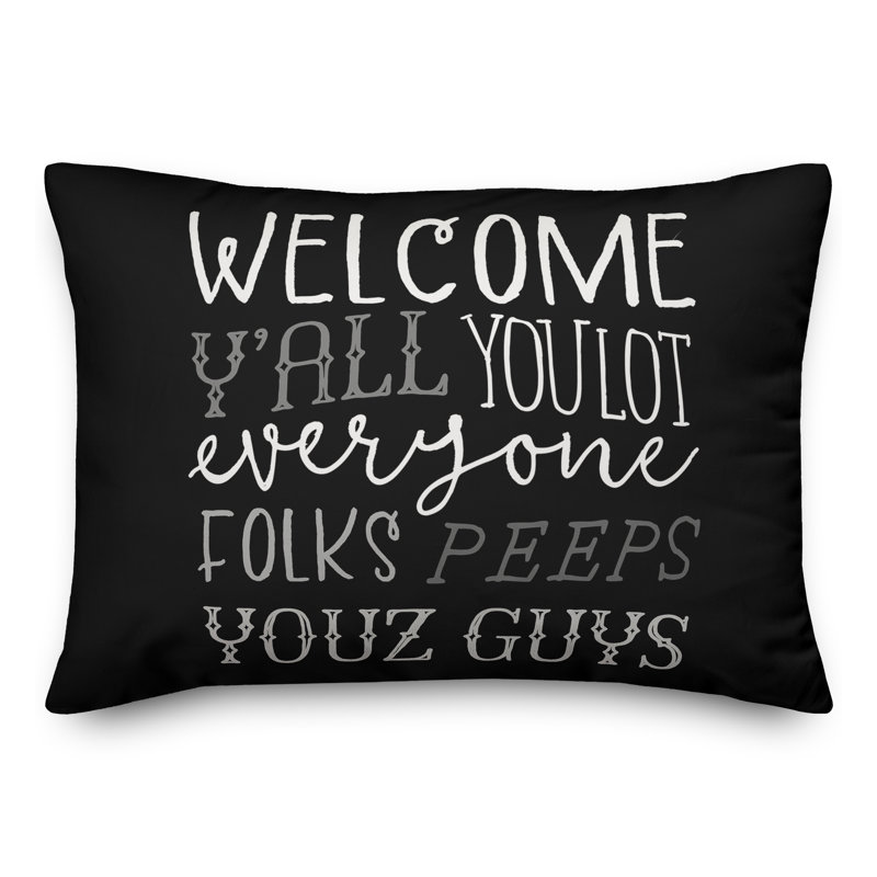  Polyester Indoor/Outdoor Throw Pillow, 14"H x 20"W, Black