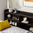 Bed with Side Bookcase, Drawers,Espresso-247010031