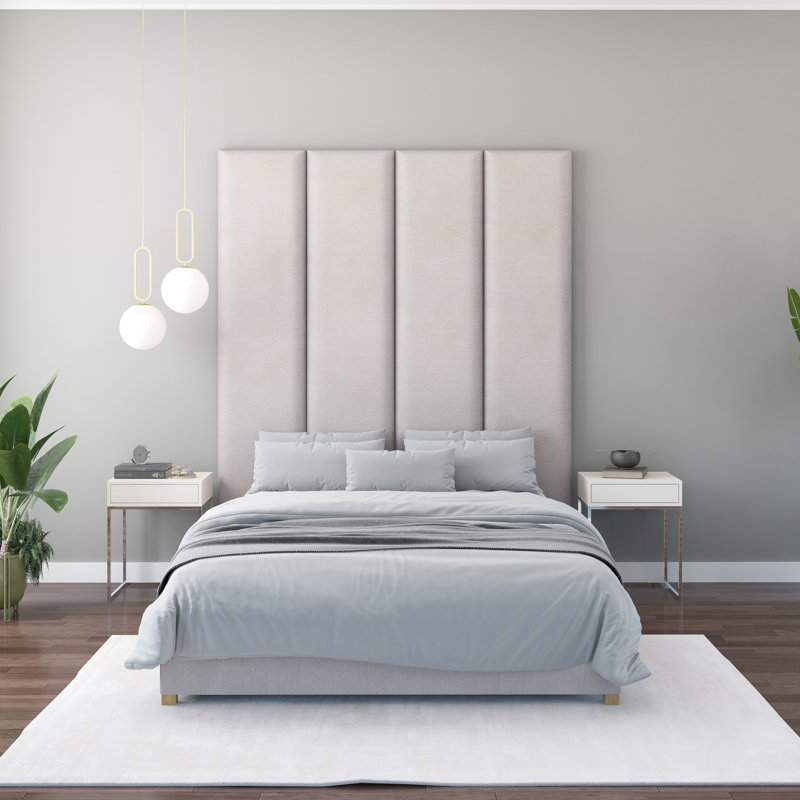 Natalia 45cm x 210cm Upholstered Wall Paneling, Silver