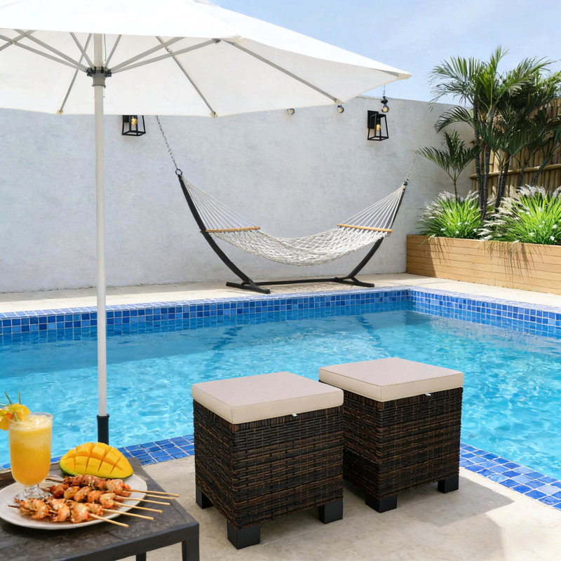 Ensemble de 2 cubes de repose-pieds d'extérieur, Cream White