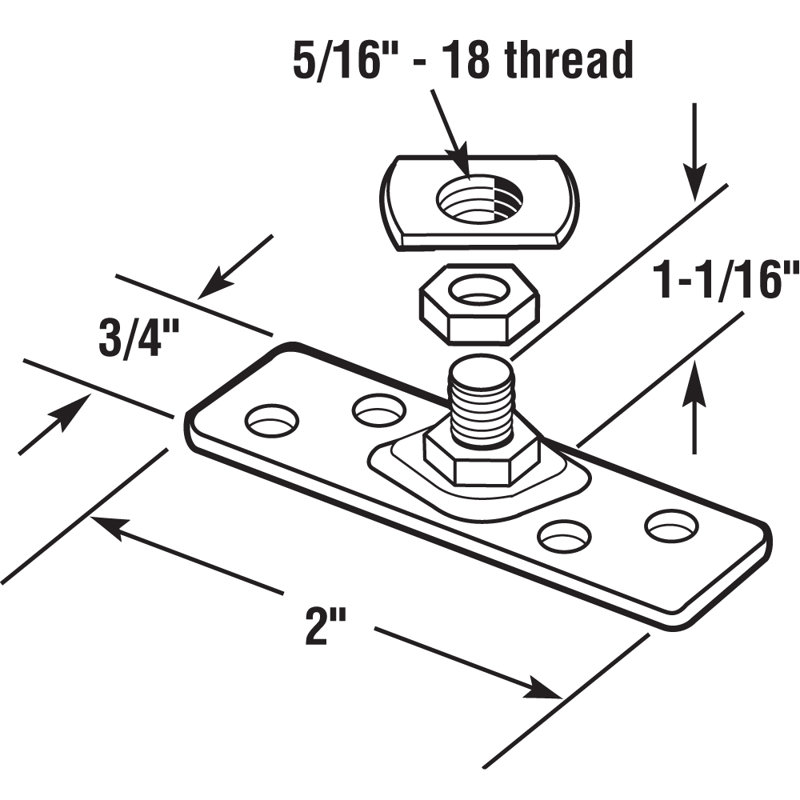 Support de fixation pour rouleau de porte à fixation sur le dessus Prime-Line (paquet simple)
