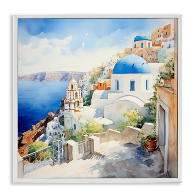 Ba-029-Framed " Santorini City Landscape " by LSR Design Studio