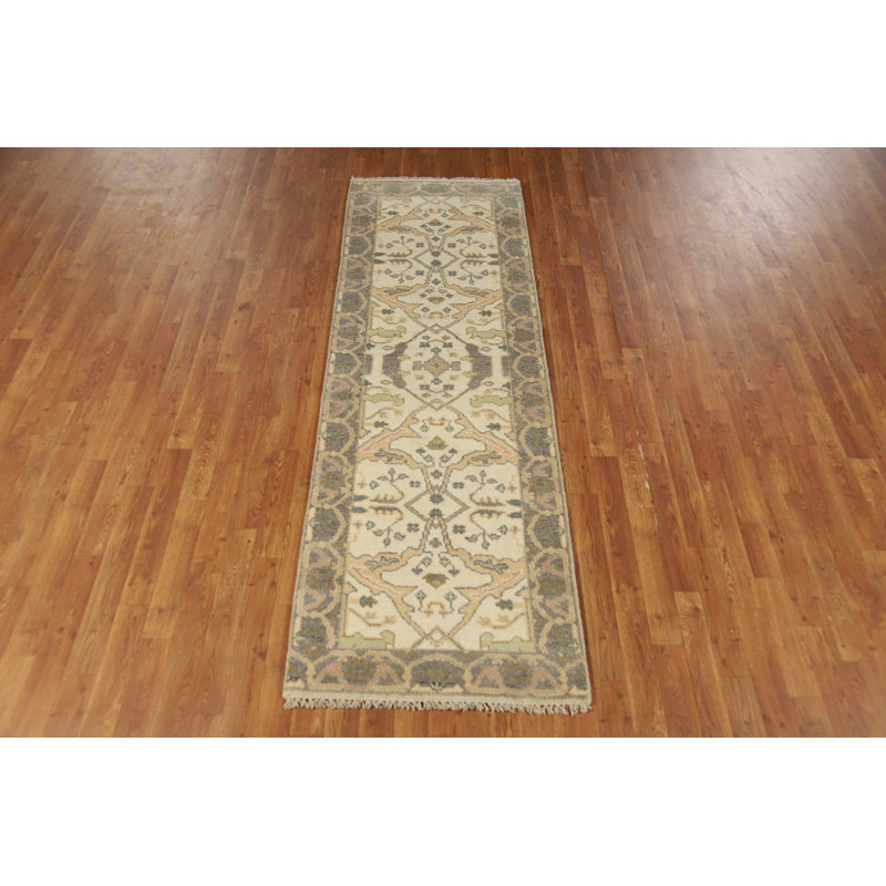 Tapis de chemin de terre indien en laine Oushak 3 x 8