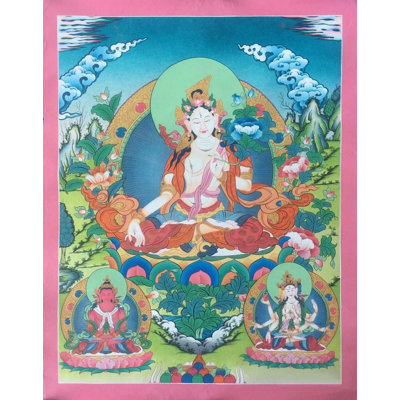 Déesse blanche Tara Thangka (Brocadeless Thangka)