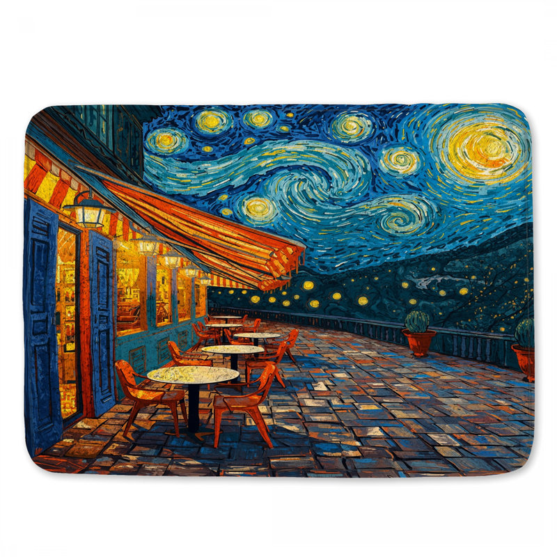 Tapis de bain Starry Night Cafe, 24in W x 17in L