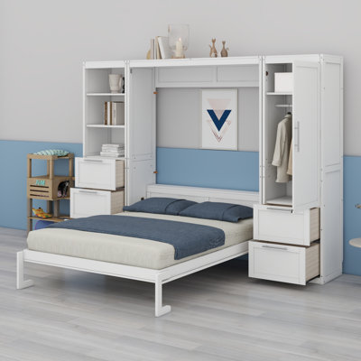 Murphy Bed Wall Bed With Closet ,Drawers And Shelves