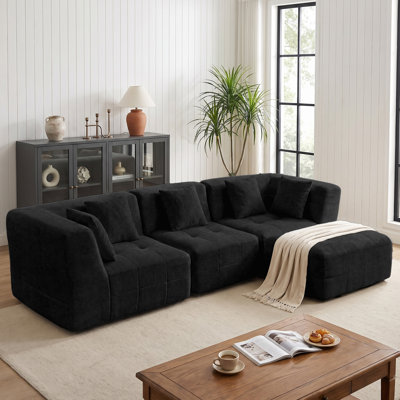 110" Wide Modular 4-Piece Sectional Sofa with Reversible Chaise & Ottoman