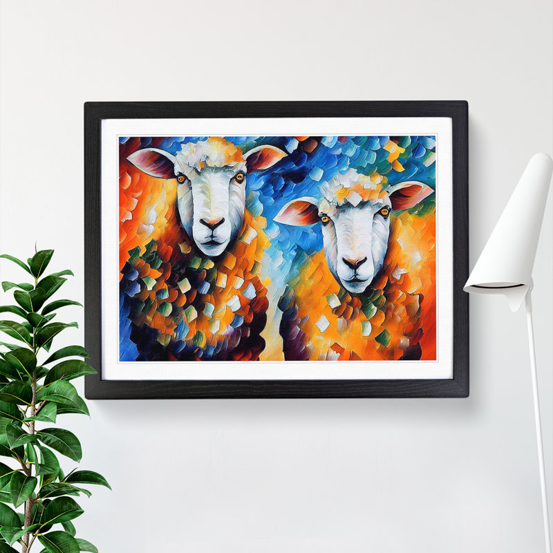 Sheep Vol.3 Abstract - Single Picture Frame Print, 46cm H x 64cm W x 2cm D, Black