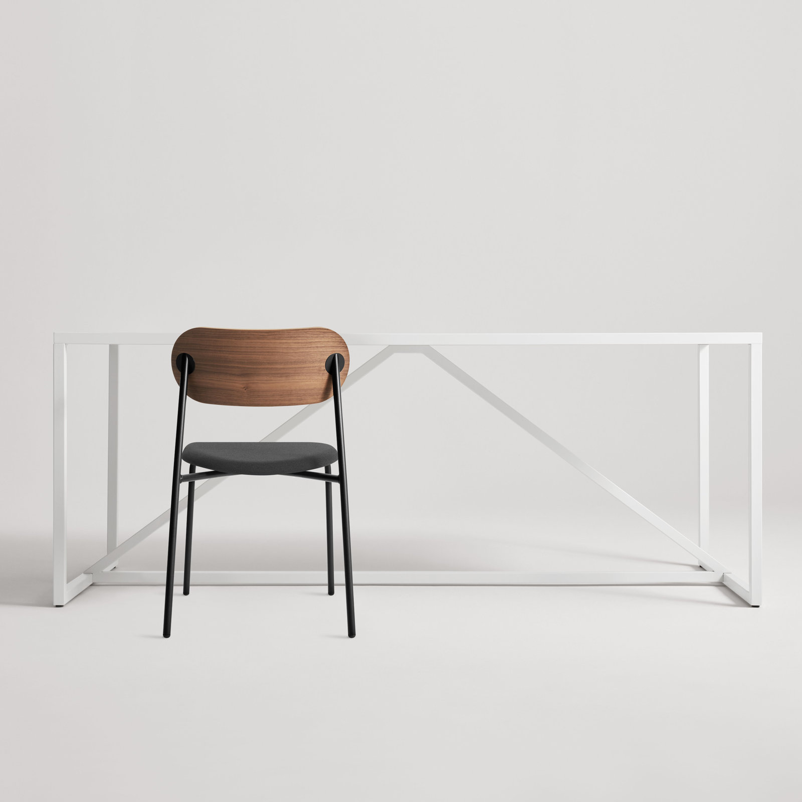 SideBySide Oak Dining Chair, Walnut, Maharam Meld in Panda