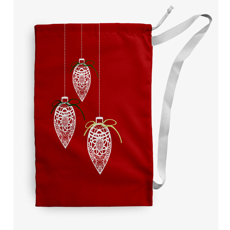 Sac à linge Filagree Ornaments Christmas, Petit (H 29 po x l 18 po), Rouge
