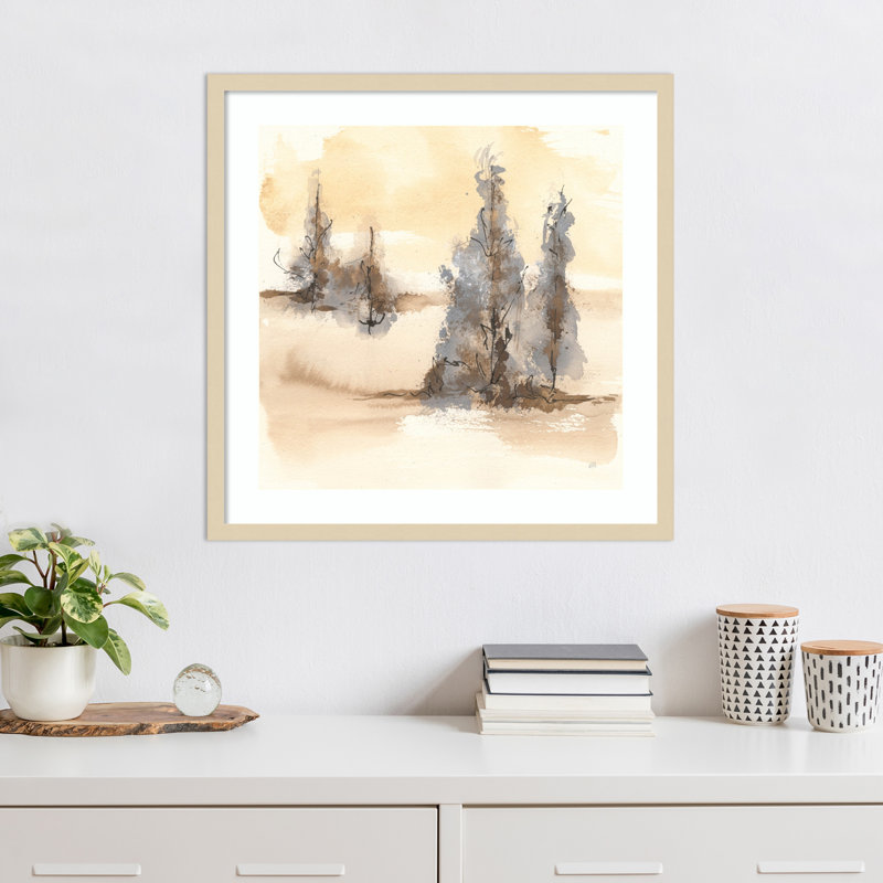«Neutral Treescape II» par Chris Paschke, impression sur bois encadrée, H 25 po x l 25 po