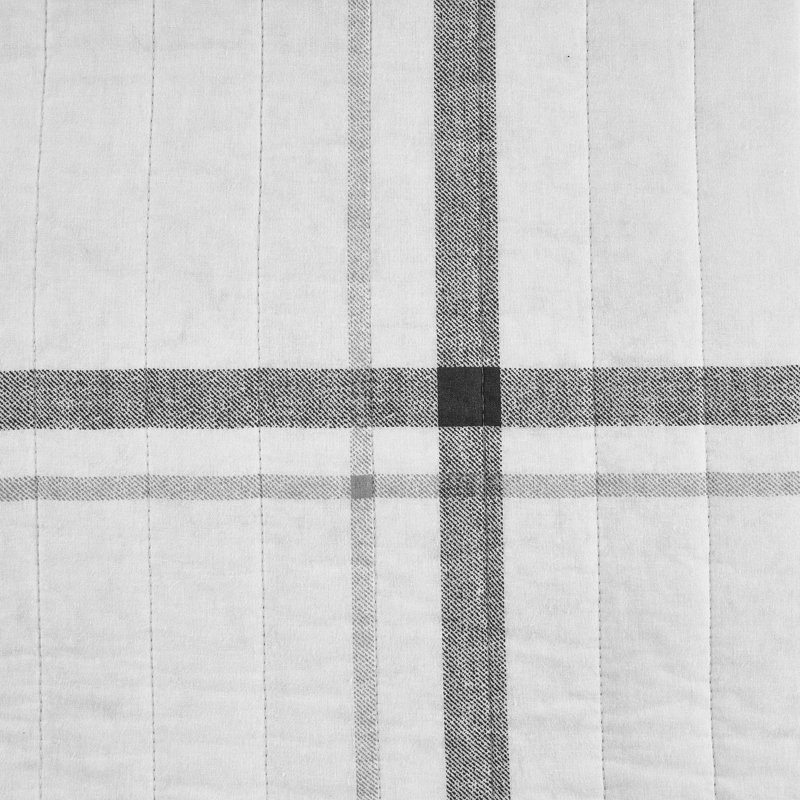 White and Gray Twin Cotton Reversible Quilt Set
