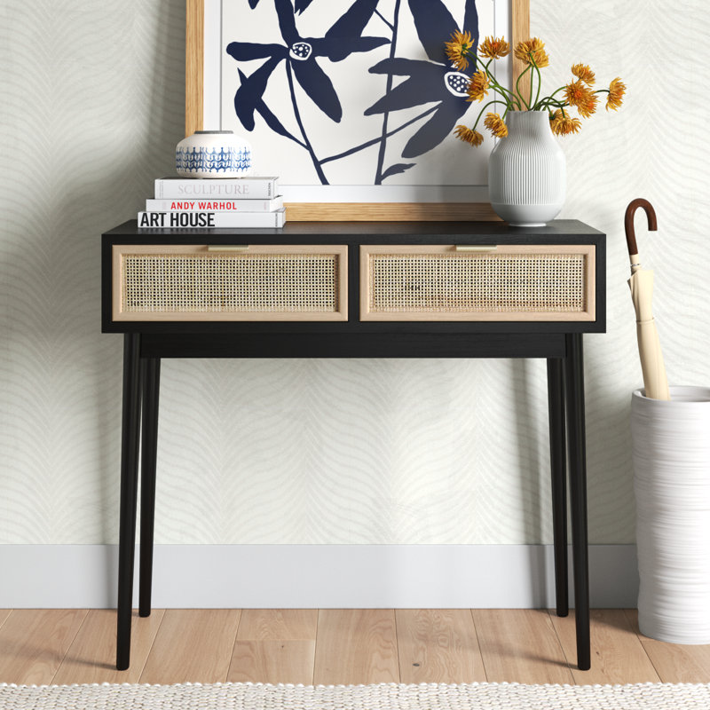 Console 34,5 po, Noir / chêne