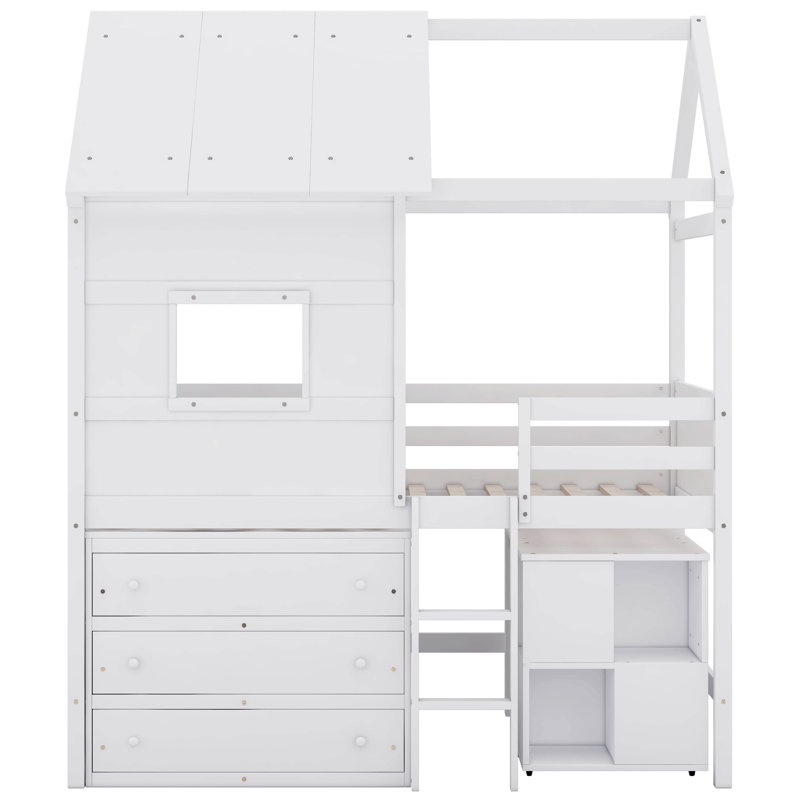 Lit mezzanine simple avec tiroirs Magrans Kids, Blanc