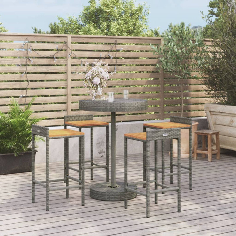 Makela 40cm Solid Wood Bar Set, Grey