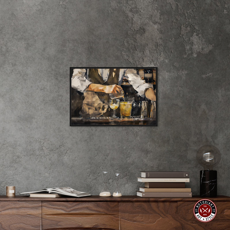 Notoriart Bartender, Cadre noir, H 17 po x l 25 po x P 1,8 po