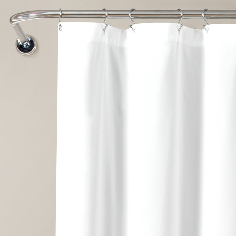 Elegant White Ruffled Polyester Shower Curtain 72" x 72"