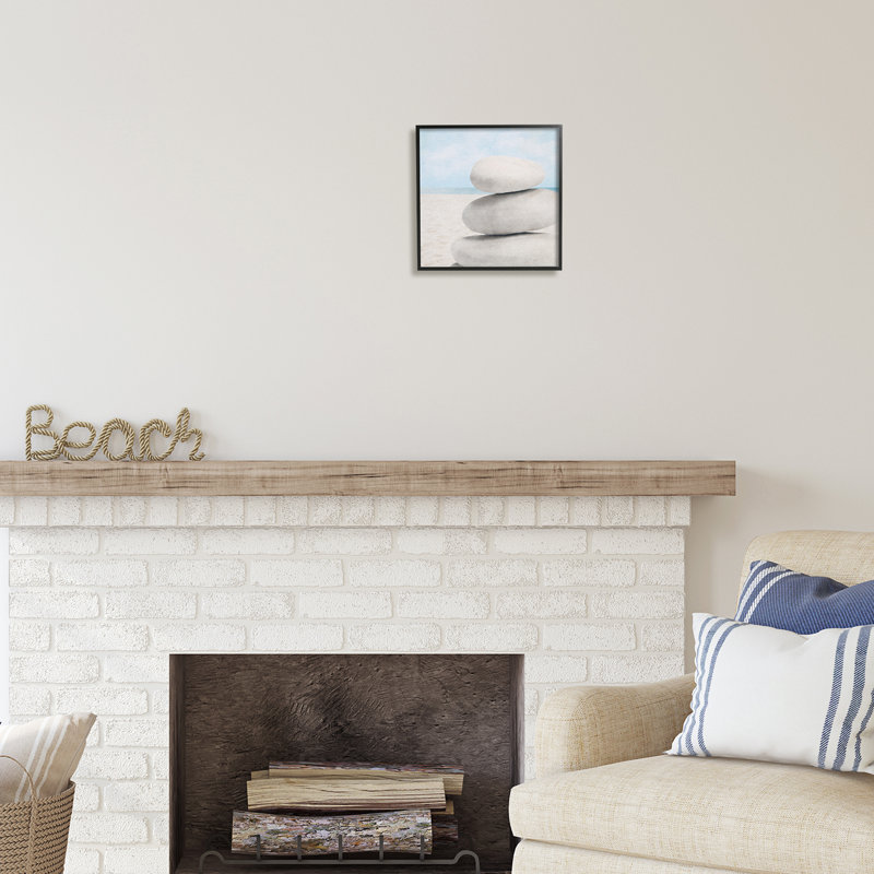 Highland Dunes Coastal Stacked Rocks, art de la giclée encadrée par LSR Design Studio, H 12 po x l 12 po x P 1,5 po