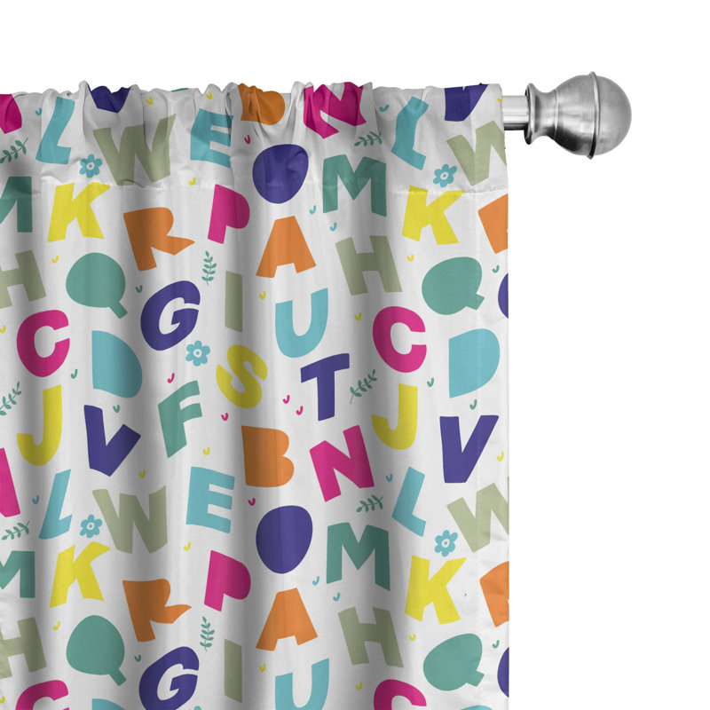 Alphabet Semi-Sheer Rod Pocket Curtain Panels, 28" x 84"