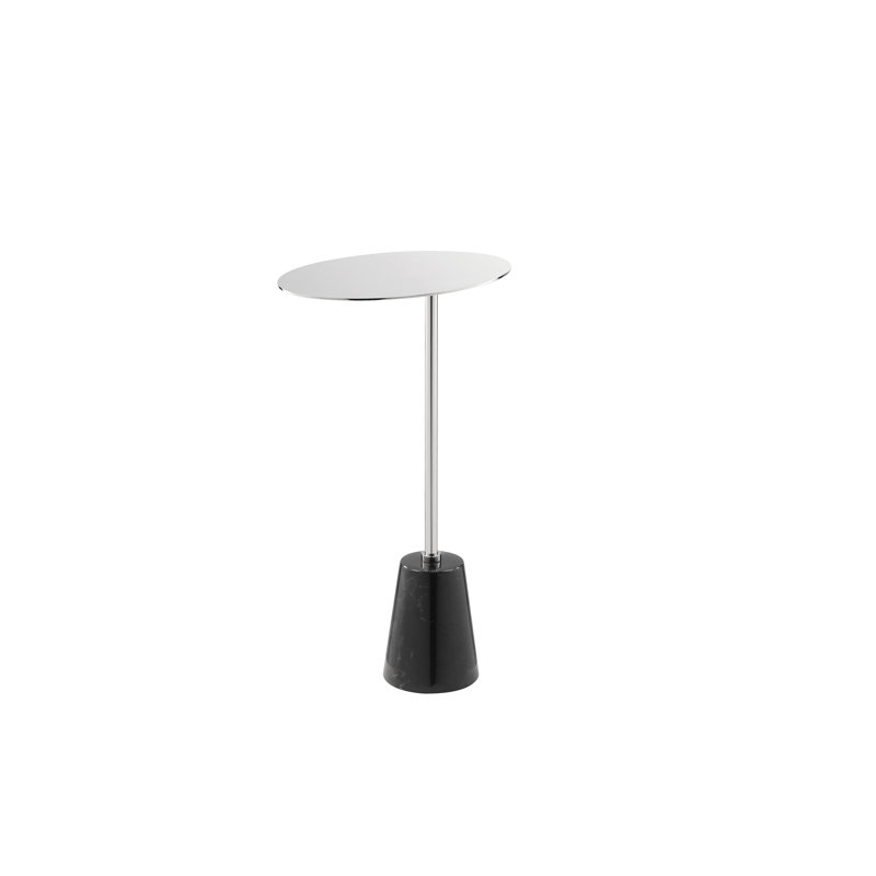     Table de bout Pangea Home Churchill - Table d'appoint moderne - Table à boissons en marbre - Décoration contemporaine - Table pour salon, chambre à coucher, bureau ou salon - Argent avec table en marbre noir