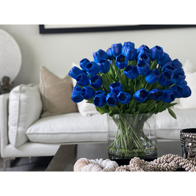 Large Rota Cylinder With Blue Tulips 