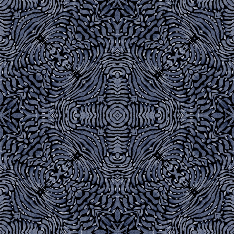 Abra Flora Spiral Premium Matte 10' L x 24" W Wallpaper Roll, Self-adhesive, Blue