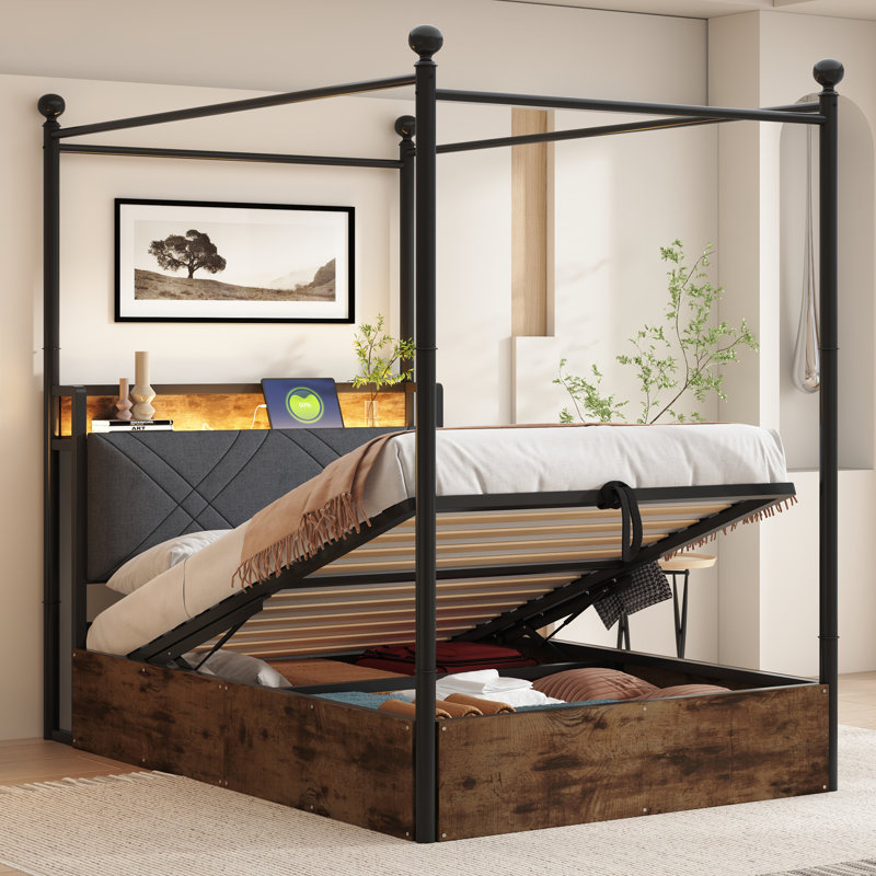 Metal Ottoman Storage Bed, Single (3')