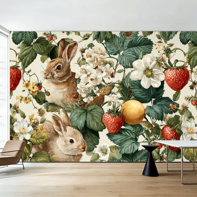 Peel and Stick Wallpaper Vintage Cottagecore Animal Rustic Farmhouse Forest Frog Rat Bunny Wall Murals 100"H x 144"W Removable PVC Wall Paper Self-Adhesive Wall Decor for Bedroom Living Room Home Office
