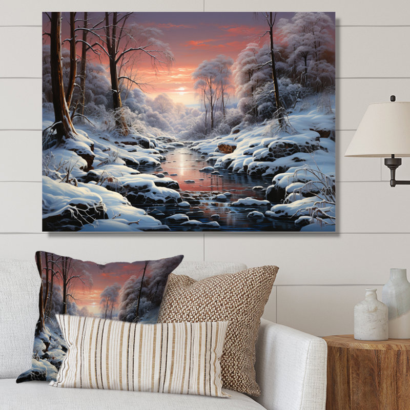 Winter Landscape Frozen Memories, reproduction d'art sur toile, H 30 po x l 40 po x P 1,5 po, Toile tendue