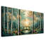 «Mossy Green Bridge in Colorful Birch Forest», ensemble de 3 toiles-895142565