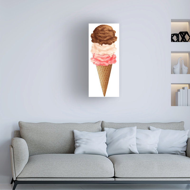 «Ice Cream Cone 3 Scoop On Canvas» par RetroPlanet, reproduction d'art sur toile, H 32 po x l 14 po x P 2 po