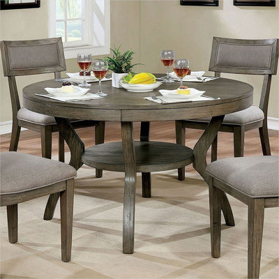 Table de salle à manger rustique en bois massif gris avec tablette 1 pièce seulement