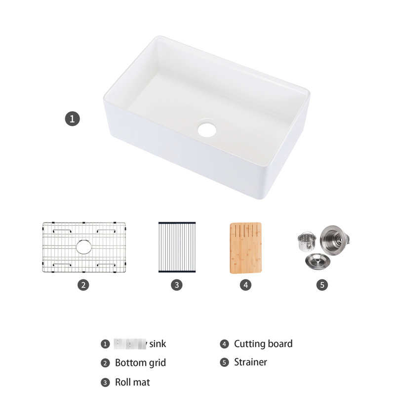 Lavabo à tablier: l 30 po x P 20 po - Lavabo spacieux en L pour un look élégant
