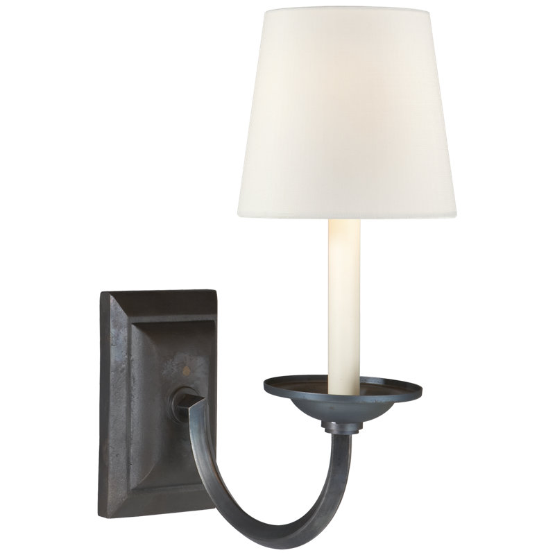 Chapman & Myers Flemish Single Sconce, Aged Iron, Fabric
