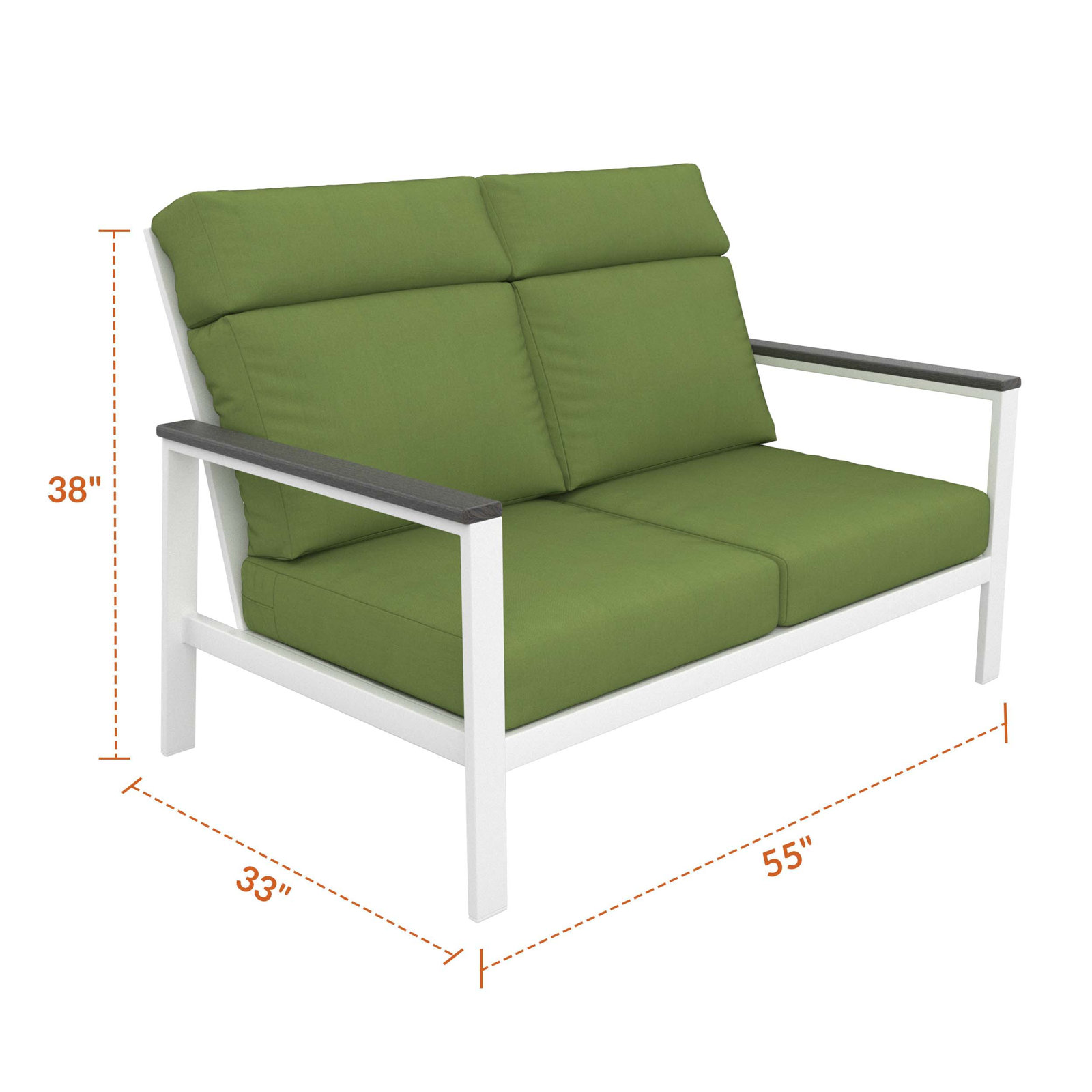 Townsend 55" Sunbrella® Patio Loveseat, Spectrum Cilantro, Gray