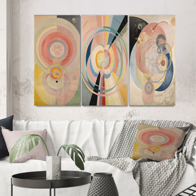 " Syncronicity Pink Vintage Spiritual Retro Art " 3 - Pieces