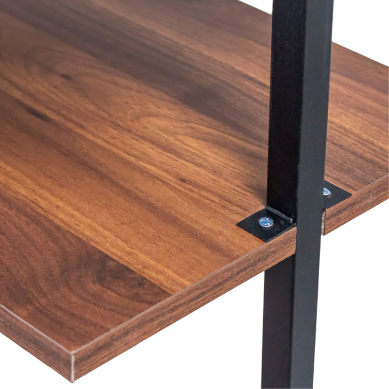 Multifonctionnel à 3 niveaux et 2 tablettes en bois fixées au mur en métal pour les accessoires de salle de bain
