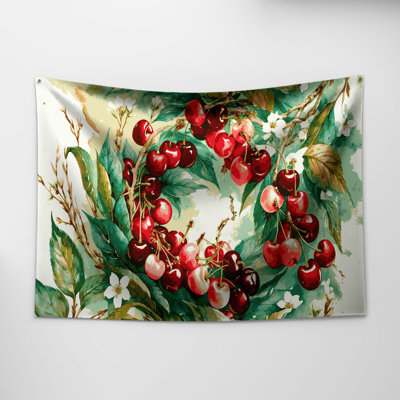 Tapisserie murale fruits cerise acérola