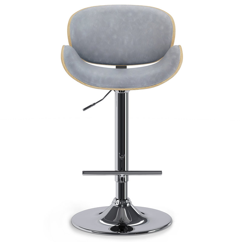 Tabouret de bar moderne pivotant rembourré Marana, Mélange de lin gris pierre