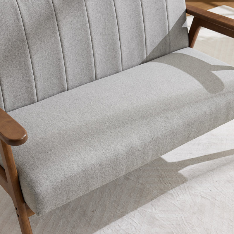 Ensemble de salon en lin massif Chisara, Gris clair