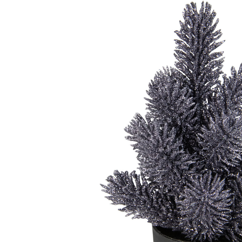 Mini sapin de Noël artificiel scintillant gris en pot 8,5 po - non éclairé