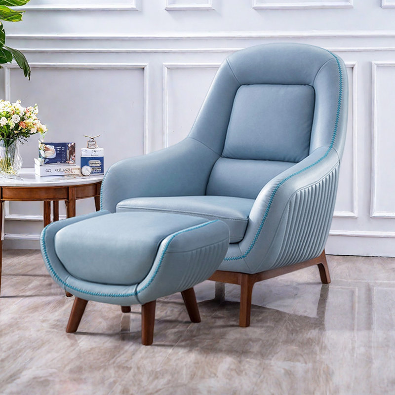 Annis Modern Simplicity Single Faux Leather Recliner, Light Blue