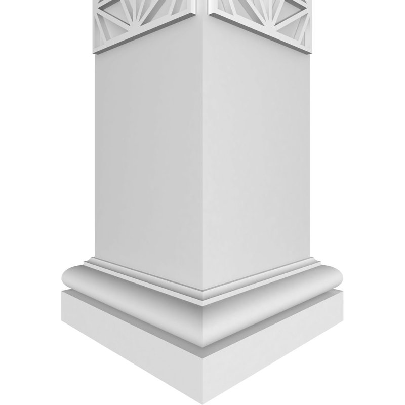 Hampton Square Non-Tapered with Tuscan Capital & Tuscan Base Fretwork Column, 120" H x 7.625" W x 7.625" D